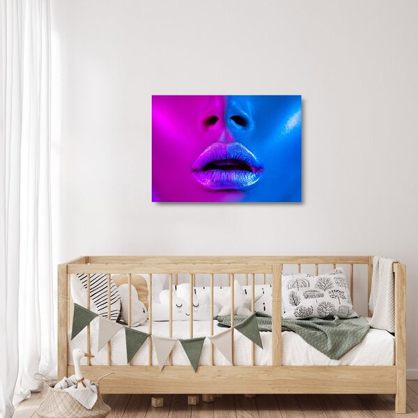 Obraz na szkle kolorowych ust (70x50 cm)