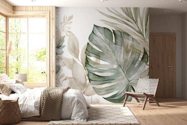 Fototapety Duże tropikalne liście w stylu akwareli, Fototapety Natura, w05867 : Uwalls.pl