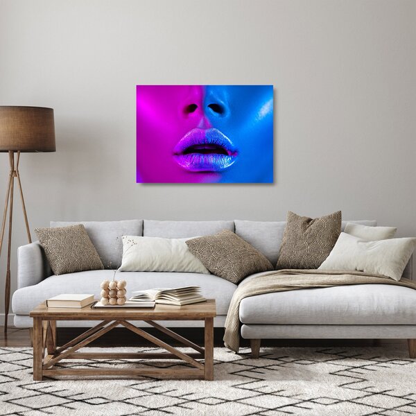 Obraz na szkle kolorowych ust (70x50 cm)
