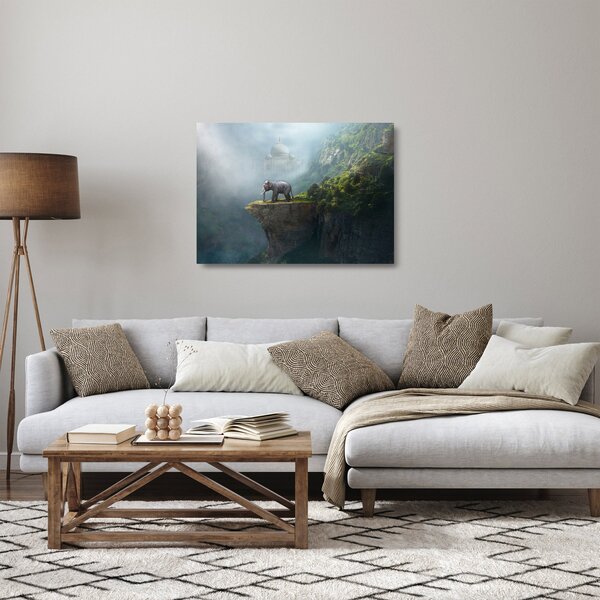 Obraz na szkle - Słonie na szczycie Tadż Mahal (70x50 cm)