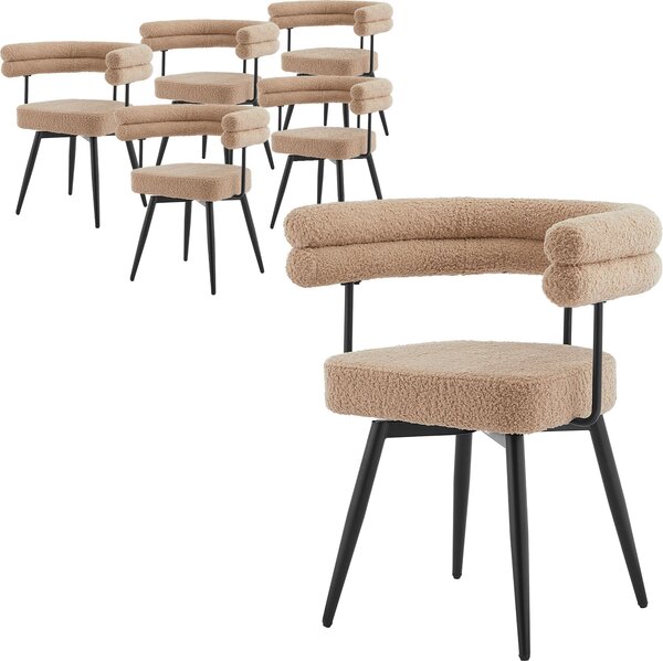 ML-Design Krzesa do jadalni obrotowe, zestaw 6 sztuk w kolorze brzowym Ergonomiczne krzeso do salonu z podokietnikami i oparciem, obrotowe o 360°, z metalowymi nogami
