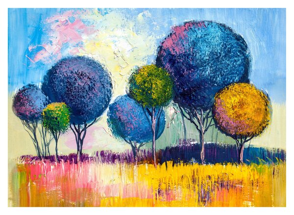 Obraz na szkle drzew kopułowych, obraz olejny (70x50 cm)