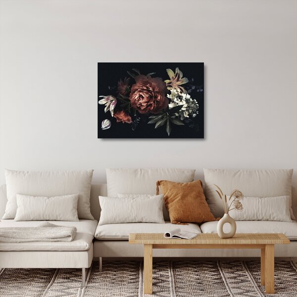 Obraz na szkle - Ciemne kwiaty (70x50 cm)