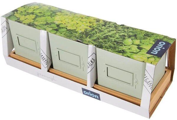 Greenish doniczka na zioła 11,5 x 11,5 cm + podstawka, metal/bambus ORION 310629