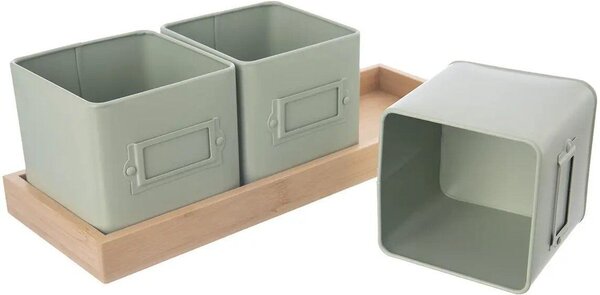 Greenish doniczka na zioła 11,5 x 11,5 cm + podstawka, metal/bambus ORION 310629