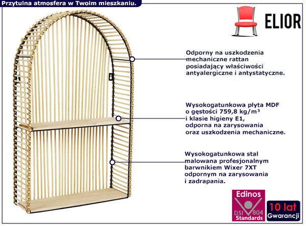 Rustykalna rattanowa półka ścienna L6-T76