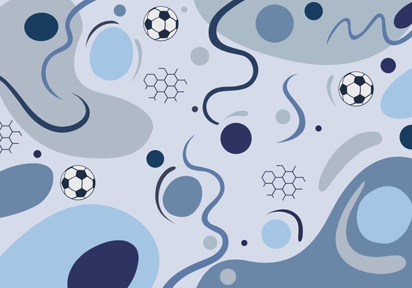 Fototapety Kolorowe abstrakcyjne kształty, piłki nożne i schematy, Fototapeta Sportowa, w05142 : Uwalls.pl