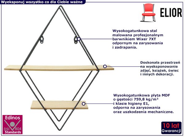 Nowoczesna metalowa półka ścienna - Antira 4X