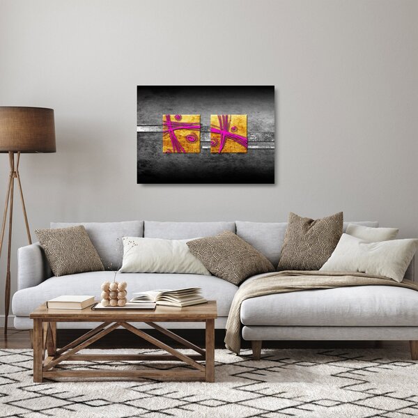 Obraz na szkle kolorowych kwadratów na czarnym tle (70x50 cm)