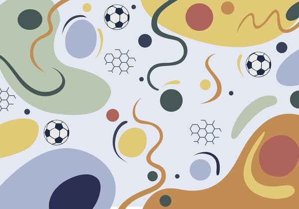 Fototapety Abstrakcyjne kształty, piłki nożne, linie i koła, Fototapeta Sportowa, w05142v2 : Uwalls.pl