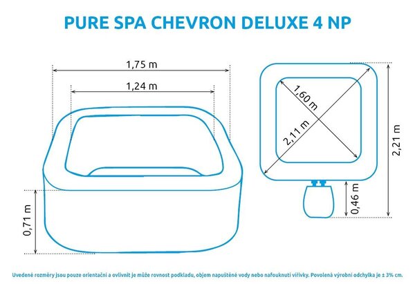 Pure Spa Wirpool Basen - Chevron Deluxe Bubble 4 AP, 795 l INTEX 11400291
