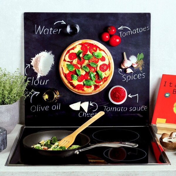 Wielofunkcyjna deska do krojenia 56 x 50 cm, szkło, motyw pizza KESPER 36598