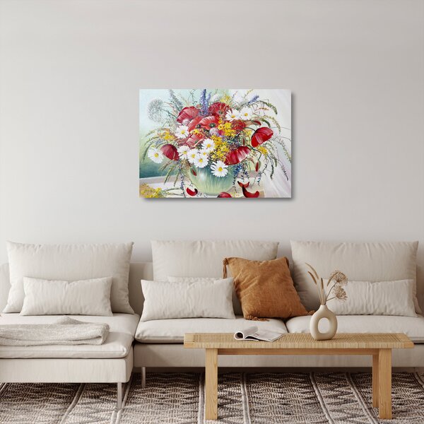 Obraz na szkle wazonu z dzikimi kwiatami (70x50 cm)