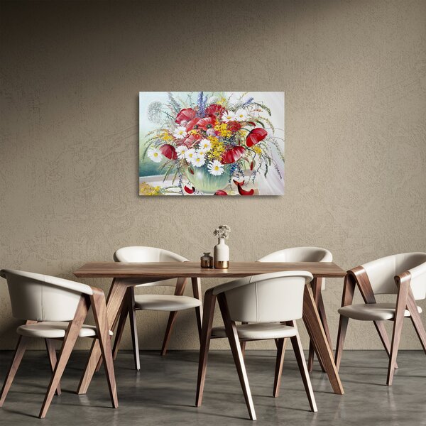 Obraz na szkle wazonu z dzikimi kwiatami (70x50 cm)