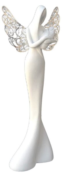 Anioł z dzieckiem, metalowe skrzydła, 30 cm, poliston PRODEX 240087