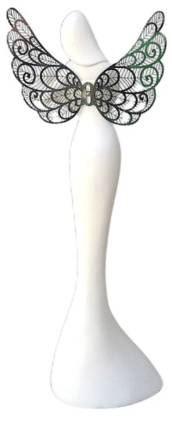 Anioł z dzieckiem, metalowe skrzydła, 30 cm, poliston PRODEX 240087