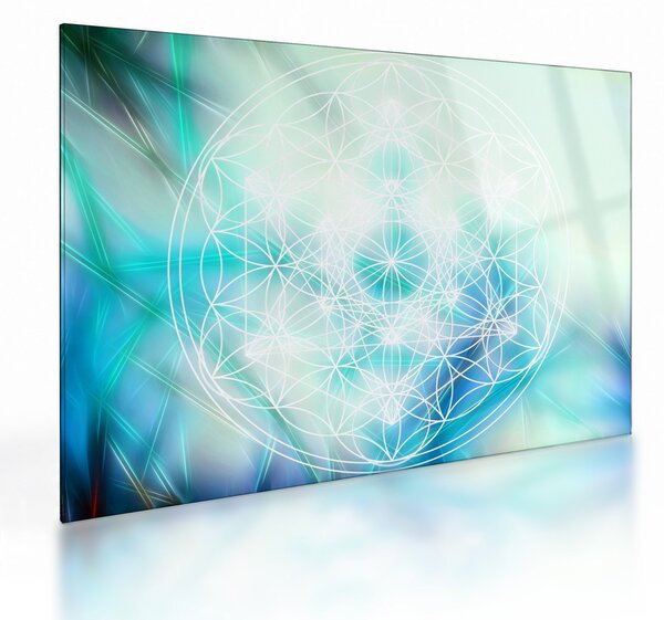 Obraz na szkle - Merkaba w turkusowym tle (70x50 cm)