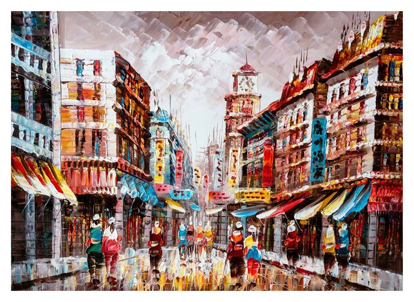 Obraz na szkle - Hong Kong, obraz olejny (70x50 cm)