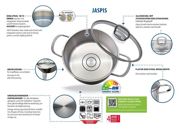 Jaspis Zestaw garnków 5 szt., stal nierdzewna ELO 90835