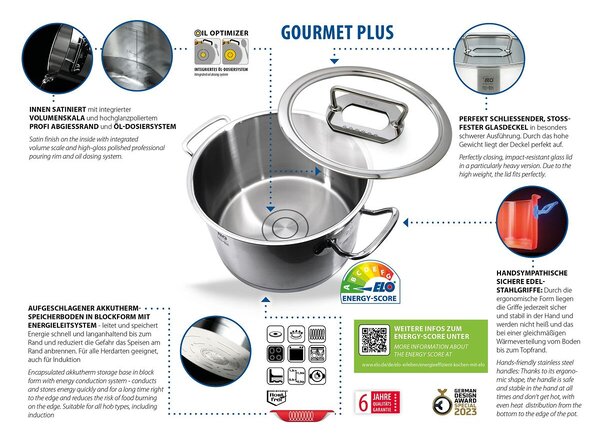 Gourmet Plus Zestaw garnków 5 szt., nierdzewne ELO PREMIUM 40995