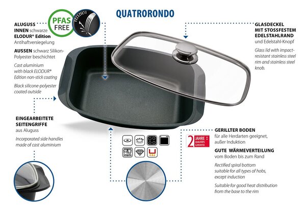 Quatrorondo Brytfanna ze szklaną pokrywką 40×22 cm ELO BASIC 90932