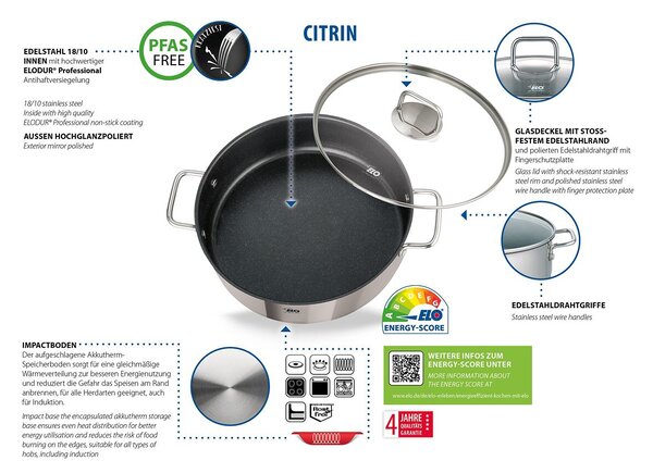 Garnek Citrin z pokrywką szklaną Ø 28 cm ELO 72438
