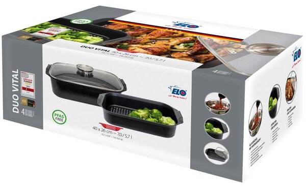 Duo Vital Brytfanna ze szklaną pokrywką i uchwytem aromatycznym 40×26 cm ELO 89940
