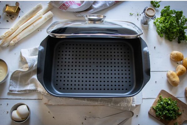 Duo Vital Brytfanna ze szklaną pokrywką i uchwytem aromatycznym 40×26 cm ELO 89940