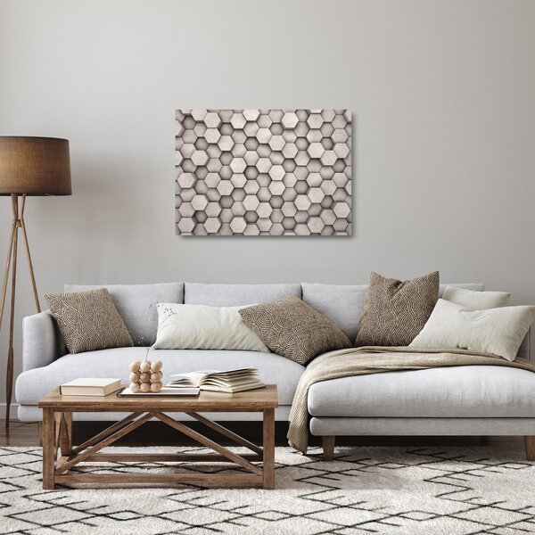 Obraz na szkle - Sześciokąty w betonie (70x50 cm)