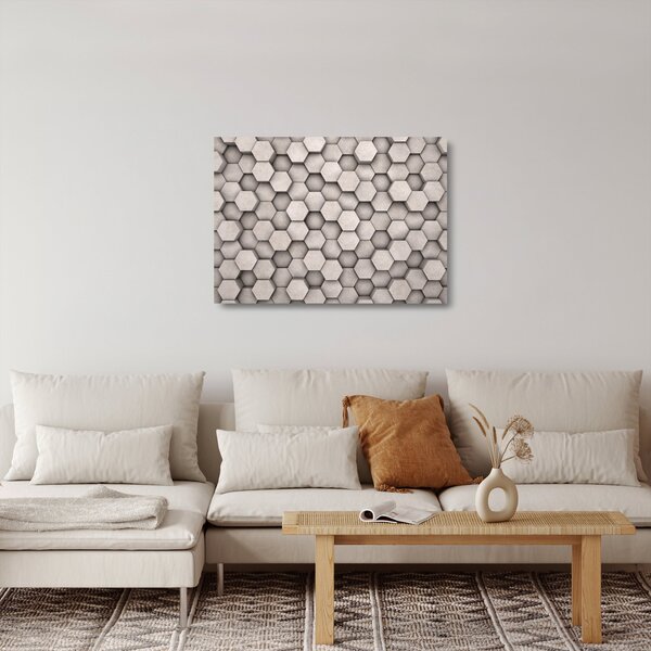 Obraz na szkle - Sześciokąty w betonie (70x50 cm)