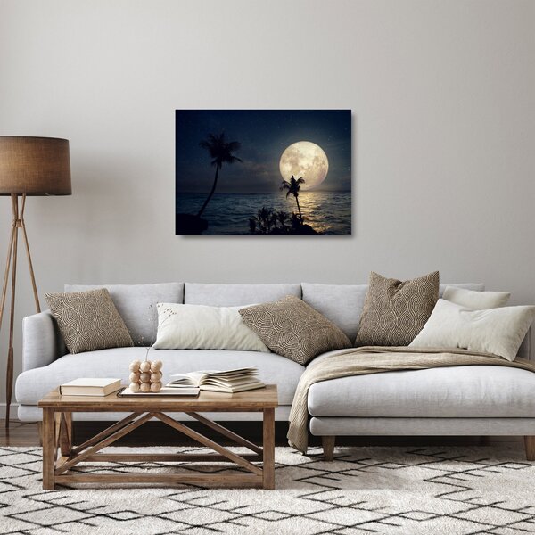 Obraz na szkle - Plaża pod pełnią księżyca (70x50 cm)
