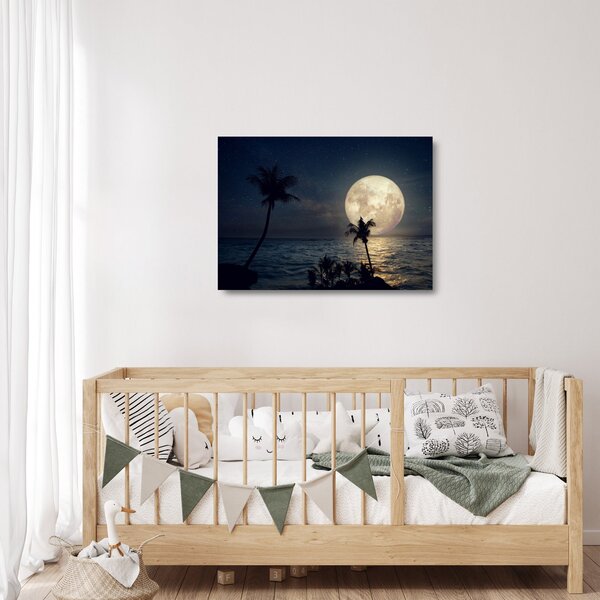 Obraz na szkle - Plaża pod pełnią księżyca (70x50 cm)