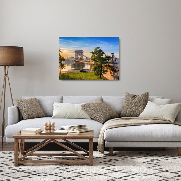 Obraz na szkle - Most nad rzeką, Budapeszt, Węgry (70x50 cm)