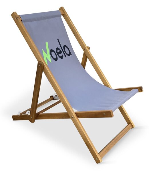 Składane krzesło plażowe, akacja, szare NOELA 3450421