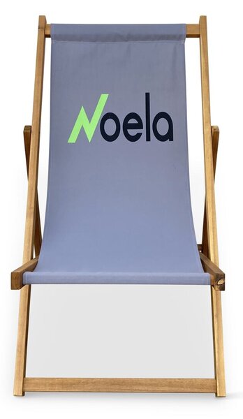 Składane krzesło plażowe, akacja, szare NOELA 3450421