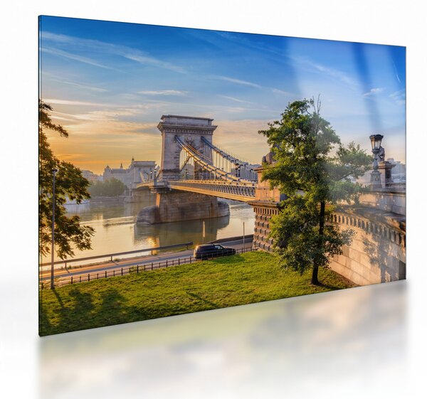 Obraz na szkle - Most nad rzeką, Budapeszt, Węgry (70x50 cm)