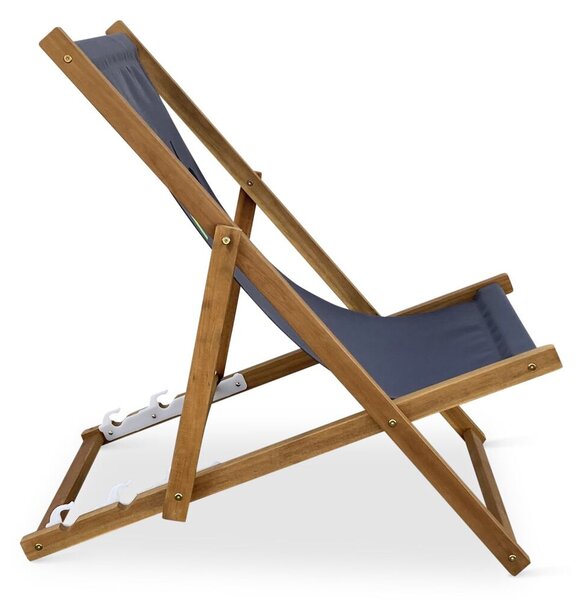 Składane krzesło plażowe, akacja, antracyt NOELA 3450419