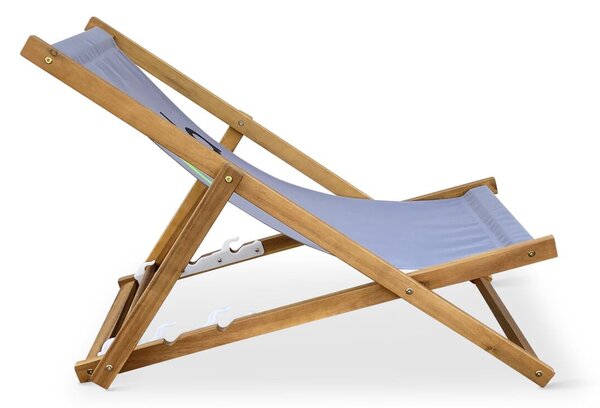 Składane krzesło plażowe, akacja, szare NOELA 3450421