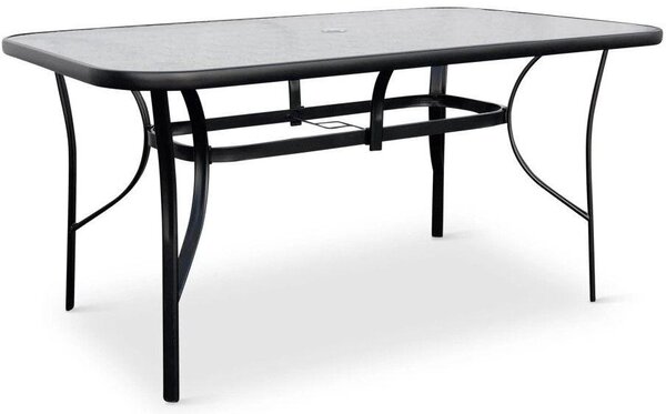 Klaudie Stół ogrodowy 150 x 90 cm, stal/szkło hartowane, czarny NOELA 34570888