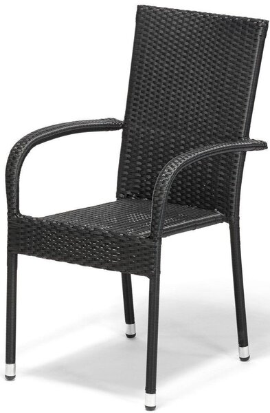 Paris Krzesło ogrodowe sztaplowane, stal/technorattan, czarne NOELA 345663