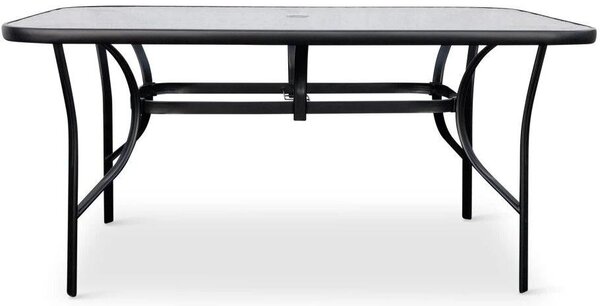 Klaudie Stół ogrodowy 150 x 90 cm, stal/szkło hartowane, czarny NOELA 34570888