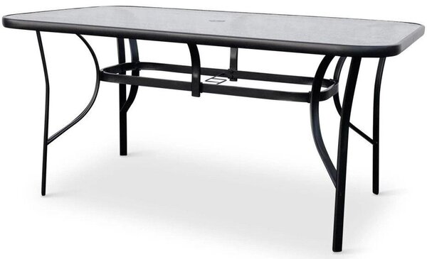 Klaudie Stół ogrodowy 150 x 90 cm, stal/szkło hartowane, czarny NOELA 34570888