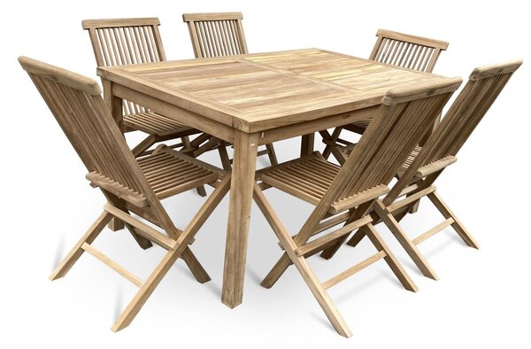 Drewniane meble ogrodowe – stół Garden I. + 6x krzesło Clasic, teak NOELA 3459172