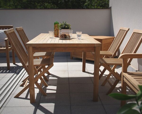 Drewniane meble ogrodowe – stół Garden I. + 4x krzesło Clasic, teak NOELA 3459171