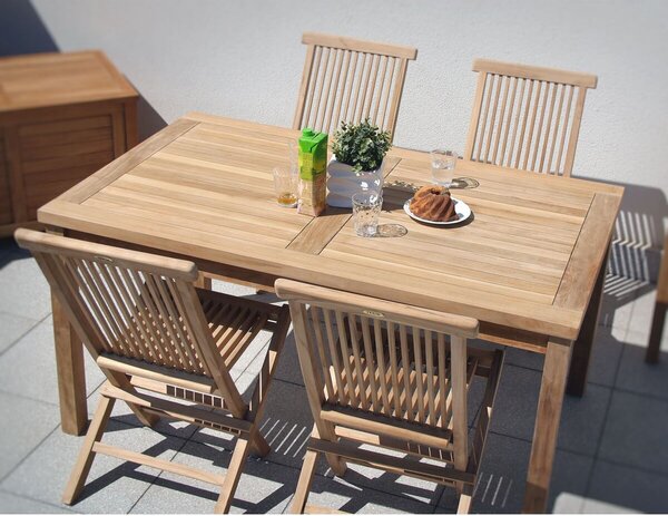 Drewniane meble ogrodowe – stół Garden I. + 4x krzesło Clasic, teak NOELA 3459171