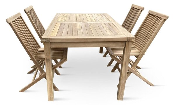 Drewniane meble ogrodowe – stół Garden I. + 4x krzesło Clasic, teak NOELA 3459171