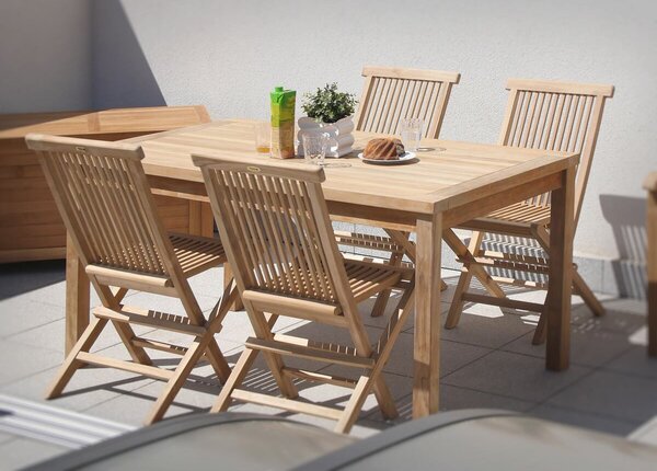 Drewniane meble ogrodowe – stół Garden I. + 4x krzesło Clasic, teak NOELA 3459171