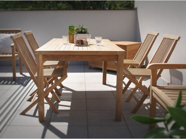 Drewniane meble ogrodowe – stół Garden I. + 4x krzesło Clasic, teak NOELA 3459171