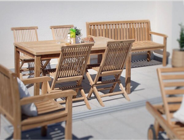 Drewniane meble ogrodowe – stół Garden I. + 4x krzesło Clasic, teak NOELA 3459171