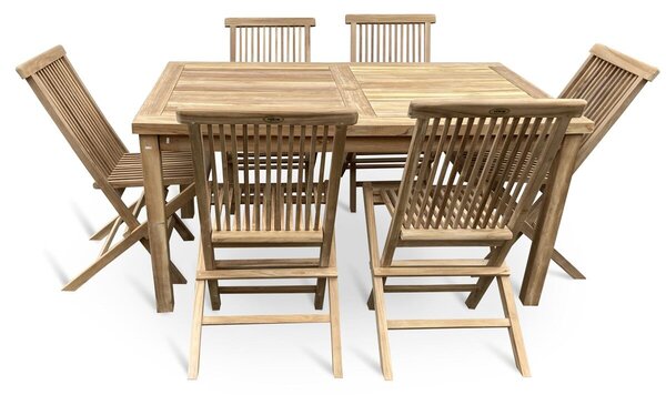 Drewniane meble ogrodowe – stół Garden I. + 6x krzesło Clasic, teak NOELA 3459172